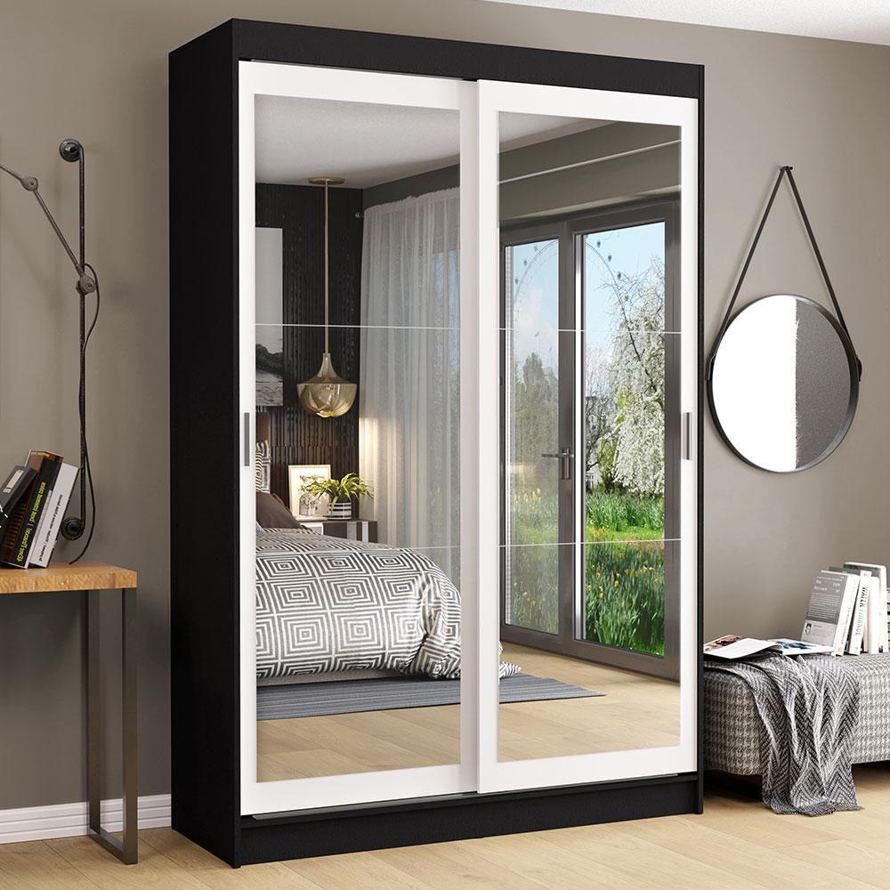 Guarda-roupa 2 Portas de Correr de Espelho 2 Gavetas Madesa - 3