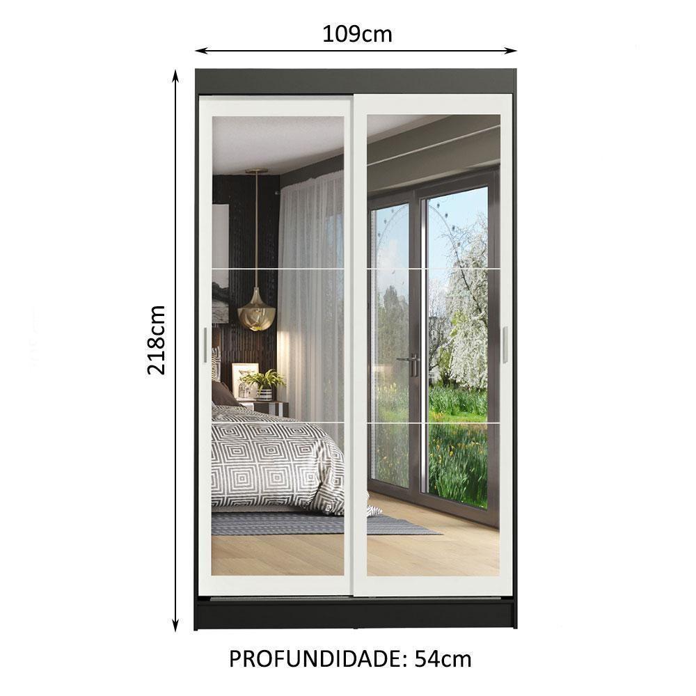 Guarda-roupa 2 Portas de Correr de Espelho 2 Gavetas Madesa - 7