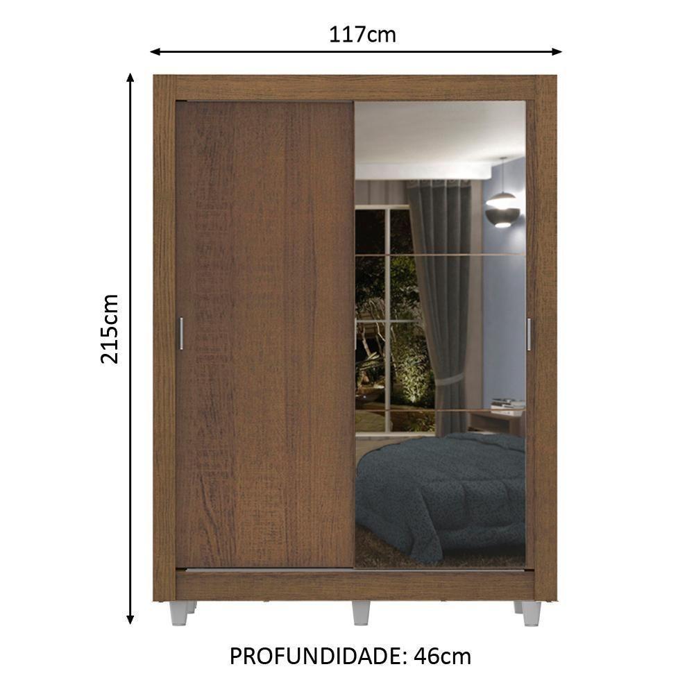 Guarda-Roupa Dallas 2 Portas de Correr 1 Espelho Madesa - 6