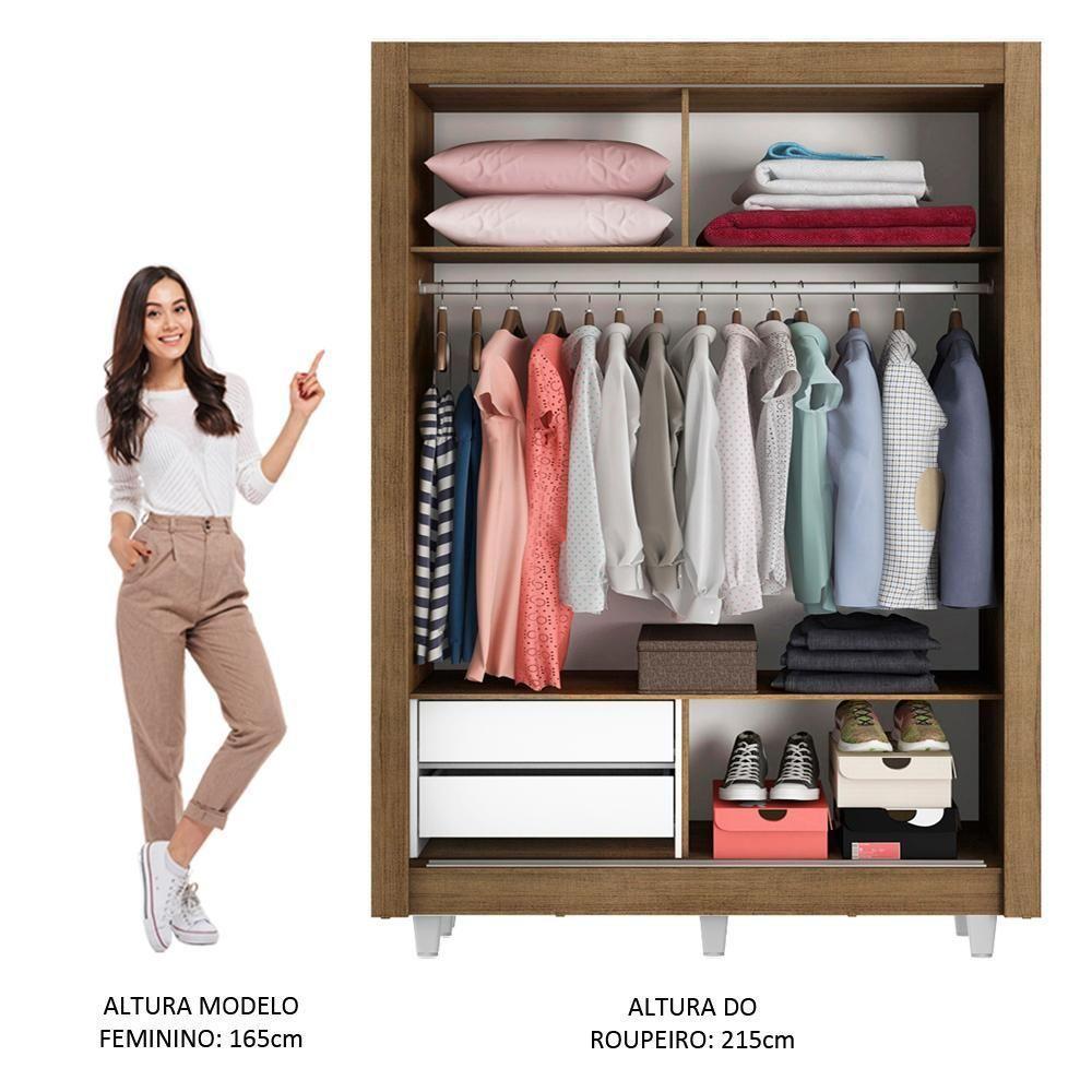 Guarda-Roupa Dallas 2 Portas de Correr 1 Espelho Madesa - 9