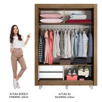 Guarda-Roupa Dallas 2 Portas de Correr 1 Espelho Madesa - 9