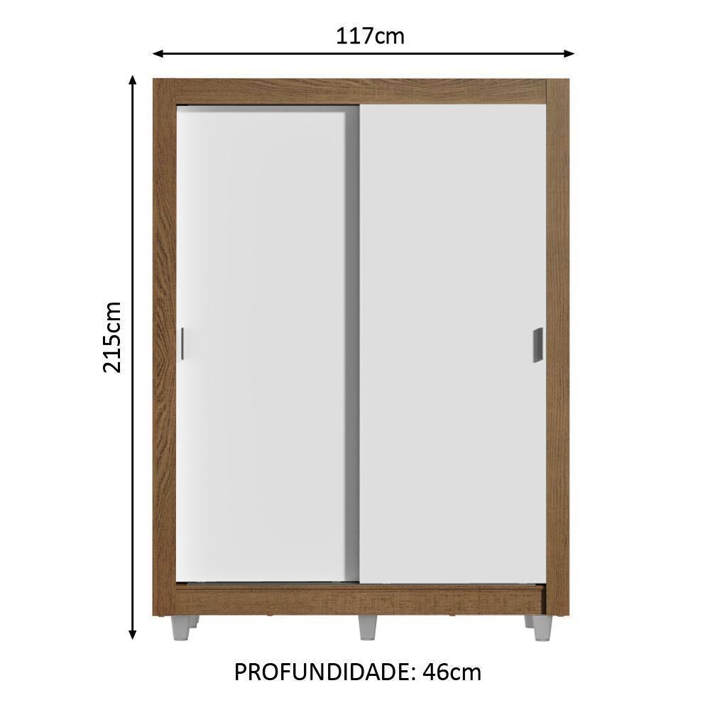 Guarda-Roupa Dallas 2 Portas de Correr Branco/Rustic Madesa - 8