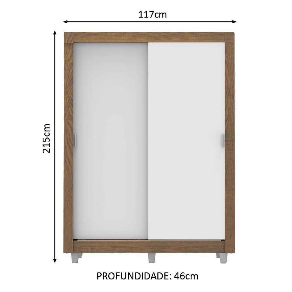 Guarda-Roupa Dallas 2 Portas de Correr Branco/Rustic Madesa - 3