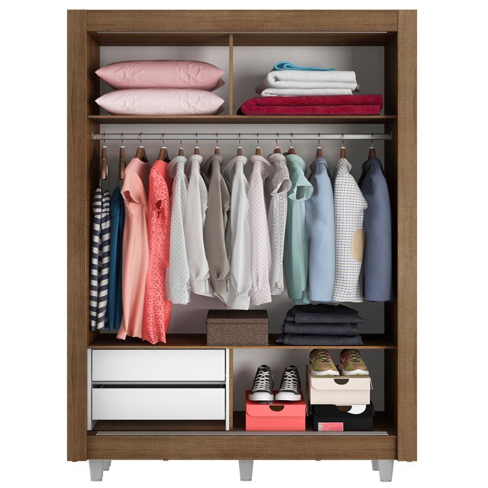 Guarda-Roupa Dallas 2 Portas de Correr Branco/Rustic Madesa - 7