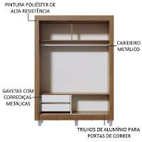 Guarda-Roupa Dallas 2 Portas de Correr Branco/Rustic Madesa