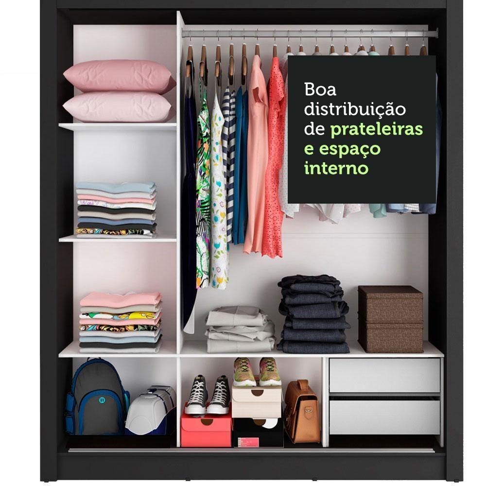 Guarda Roupa 3 Portas de Correr com Espelho 2 Gavetas Madesa - 6