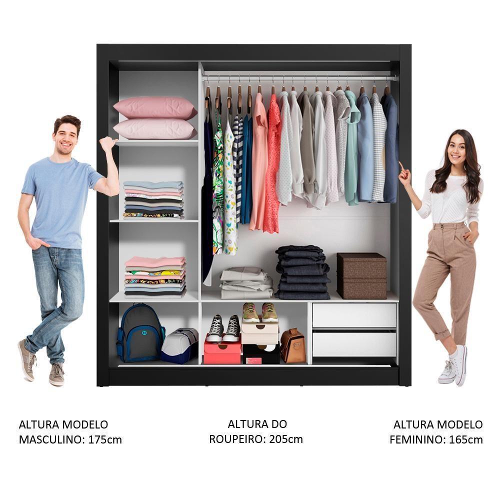 Guarda Roupa 3 Portas de Correr com Espelho 2 Gavetas Madesa - 7