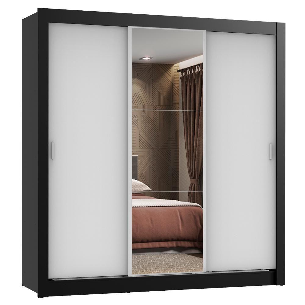 Guarda Roupa 3 Portas de Correr com Espelho 2 Gavetas Madesa - 2