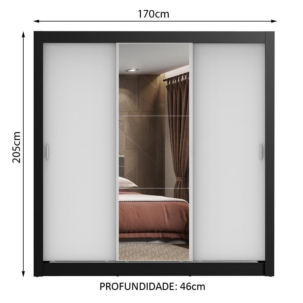 Guarda Roupa 3 Portas de Correr com Espelho 2 Gavetas Madesa - 5