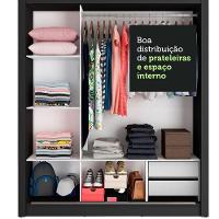 Guarda Roupa 3 Portas de Correr com Espelho 2 Gavetas Madesa - 6