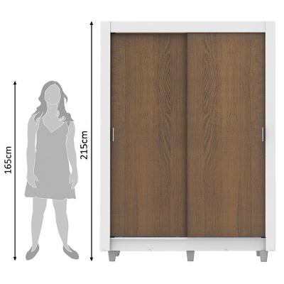 Guarda Roupa Solteiro Dallas 2 Portas de Correr 2 Gavetas Branco-rustic Madesa