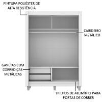 Guarda-Roupa Dallas 2 Portas de Correr 1 Espelho Madesa - 10