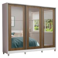 Guarda-roupa Casal Eros 3 Portas de Correr de Espelho com Pés  Madesa - 3