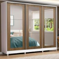Guarda-roupa Casal Eros 3 Portas de Correr de Espelho com Pés  Madesa - 8