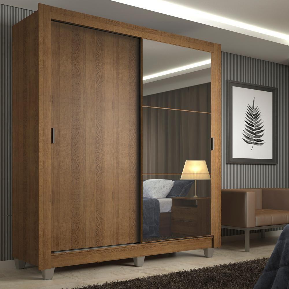 Guarda roupa Solteiro Madesa Denver 2 Portas Correr Espelho - 2