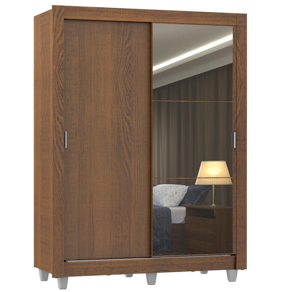 Guarda roupa Solteiro Madesa Denver 2 Portas Correr Espelho - 4