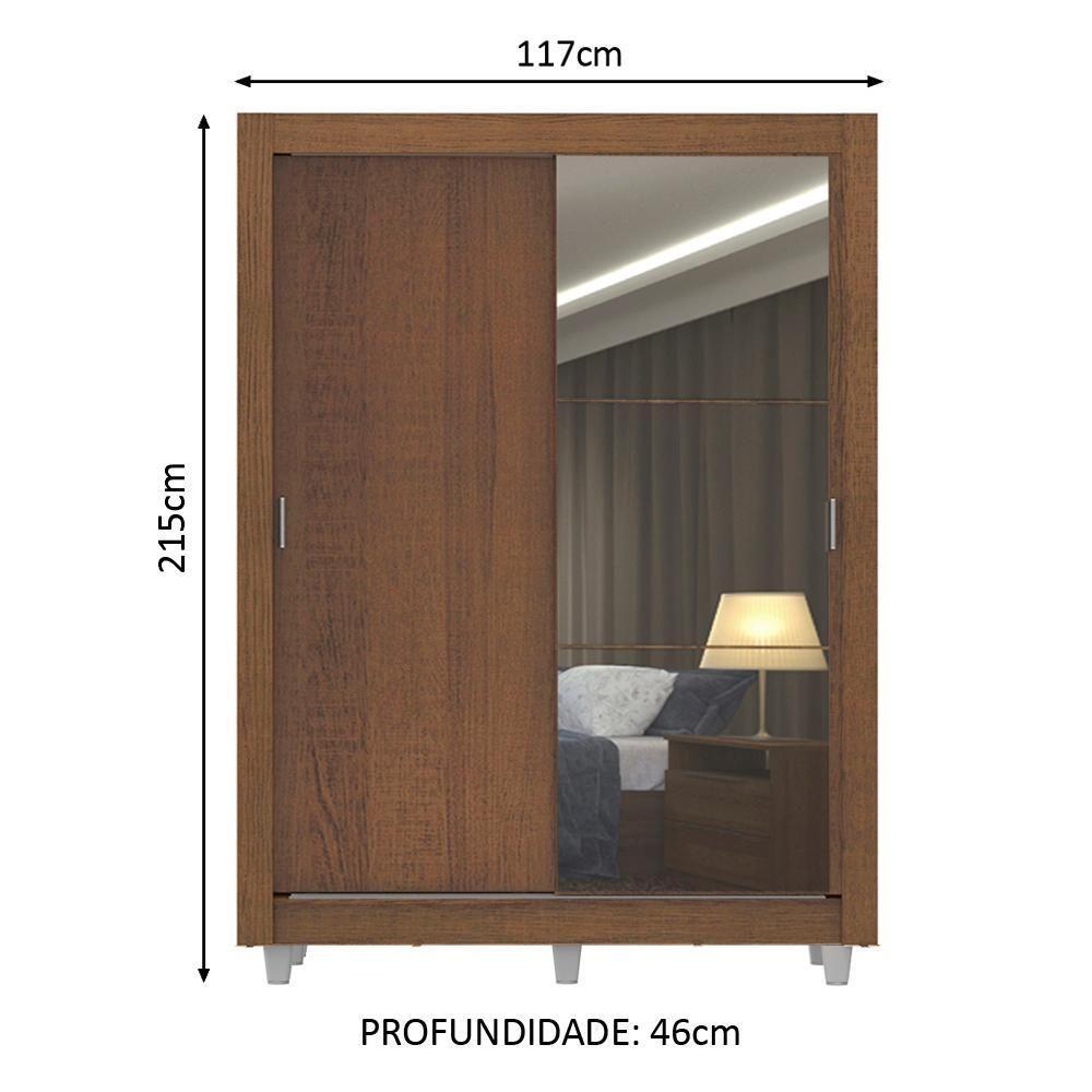 Guarda roupa Solteiro Madesa Denver 2 Portas Correr Espelho - 10