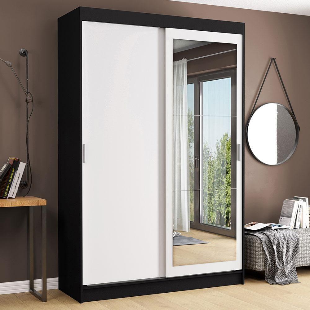 Guarda-roupa Solteiro Tokio 2 Portas de Correr com Espelho 2 Gavetas Madesa - 4