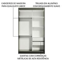 Guarda-roupa Solteiro Tokio 2 Portas de Correr com Espelho 2 Gavetas Madesa - 5