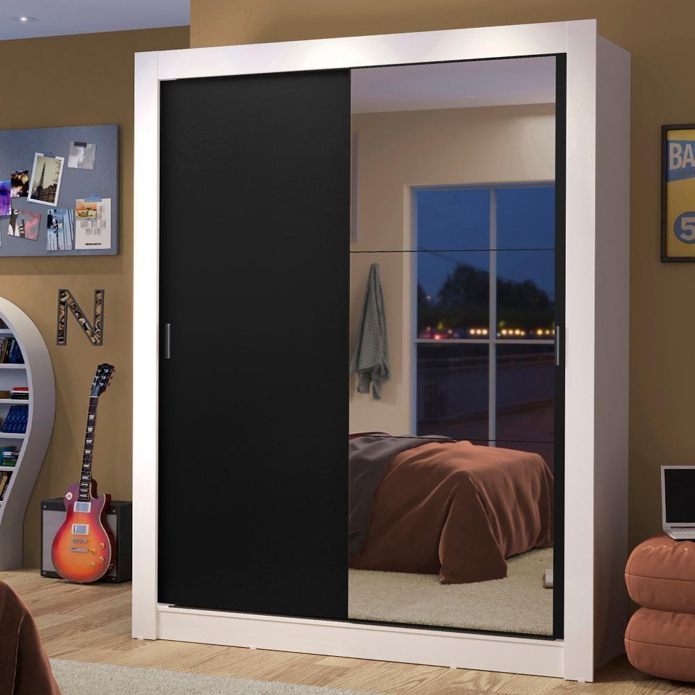 Guarda-roupa Solteiro Dallas 2 Portas Correr Espelho Madesa - 1