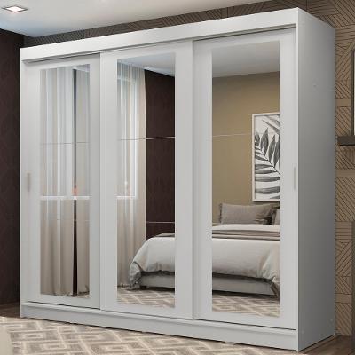 Guarda Roupa Casal Kansas 3 Portas de Correr 3 Gavetas Branco Madesa