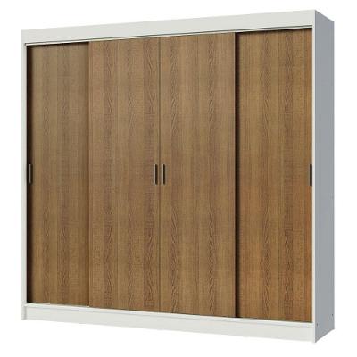 Guarda Roupa Casal Austin 4 Portas de Correr 3 Gavetas Branco-rustic Madesa