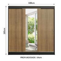 Guarda-roupa Casal Reno 3 Portas de Correr Espelho Madesa - 17