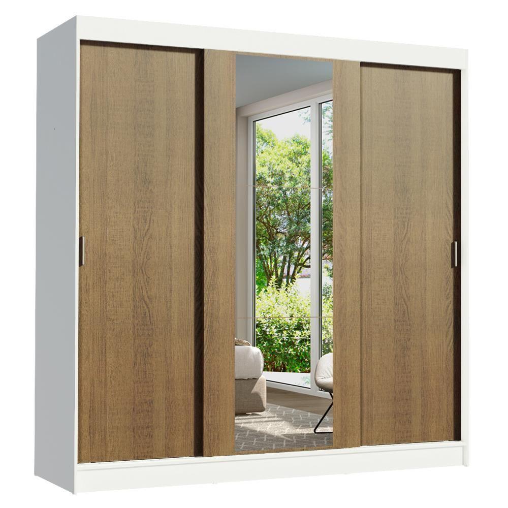 Guarda-roupa Casal Reno 3 Portas de Correr Espelho Madesa - 2