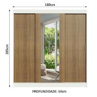 Guarda-roupa Casal Reno 3 Portas de Correr Espelho Madesa - 7