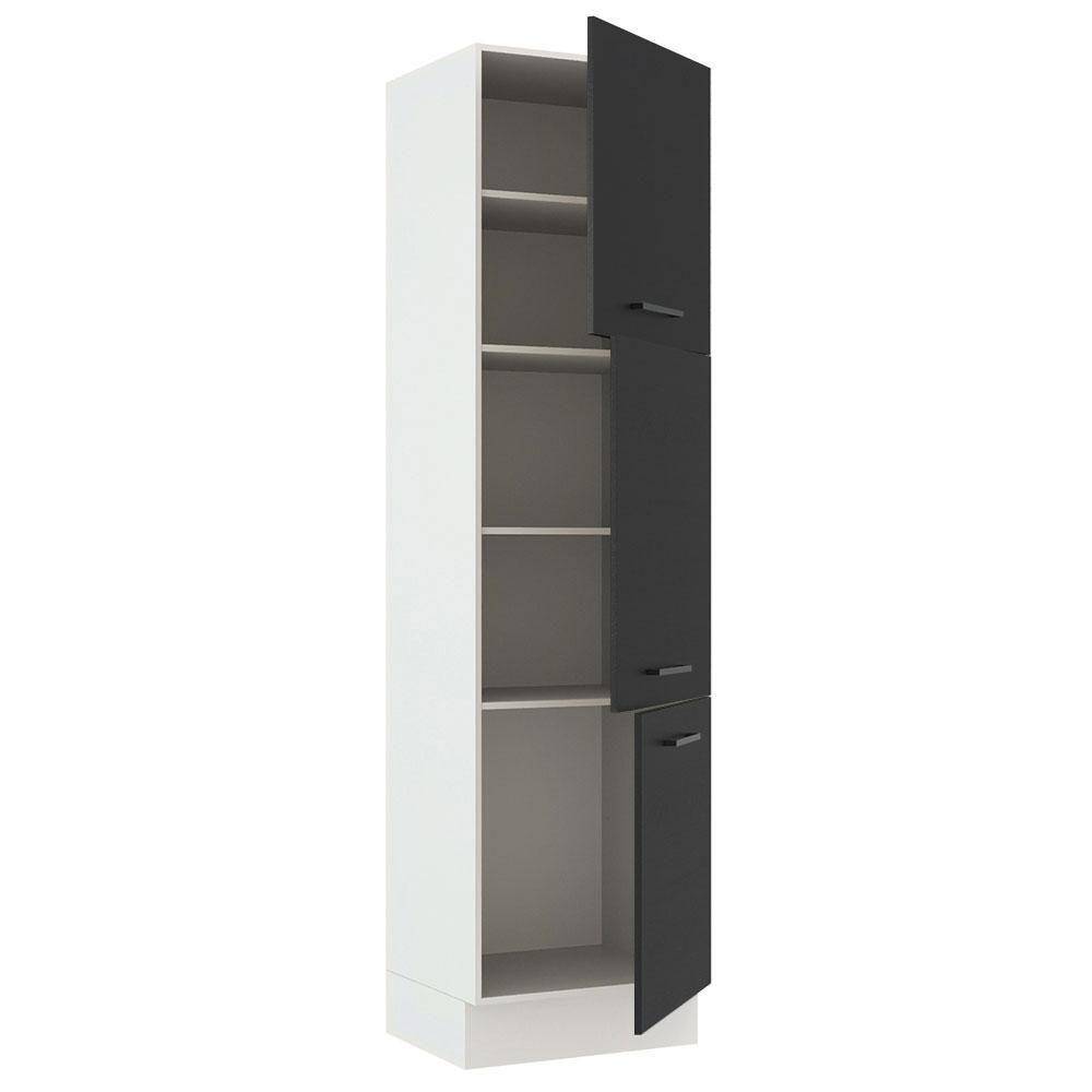 Paneleiro Madesa Agata 60cm 3 Portas Branco Preto - 3
