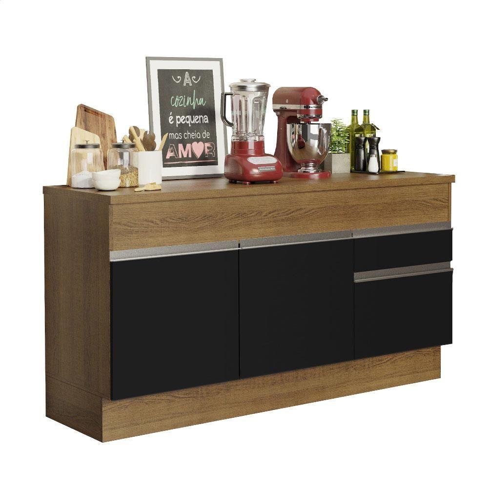 Balcão Pia Madesa Glamy 150Cm 2 Portas 2 Gaveta Rustic Preto - 1
