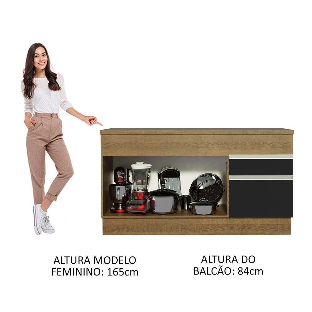 Balcão Pia Madesa Glamy 150Cm 2 Portas 2 Gaveta Rustic Preto - 5