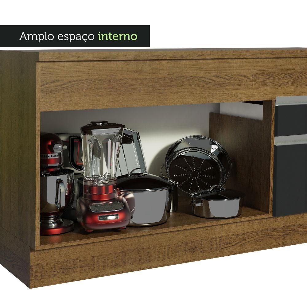 Balcão Pia Madesa Glamy 150Cm 2 Portas 2 Gaveta Rustic Preto - 8