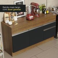 Balcão Pia Madesa Glamy 150Cm 2 Portas 2 Gaveta Rustic Preto - 9