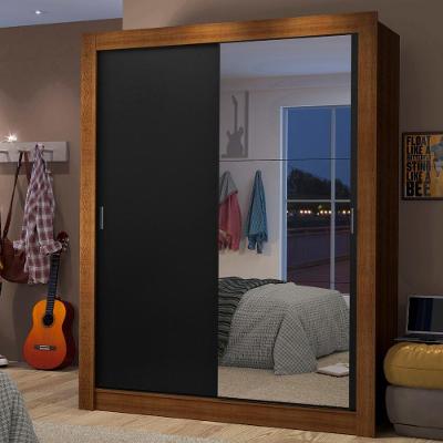 Guarda Roupa Solteiro Dallas 2 Portas de Correr 2 Gavetas Rustic-preto