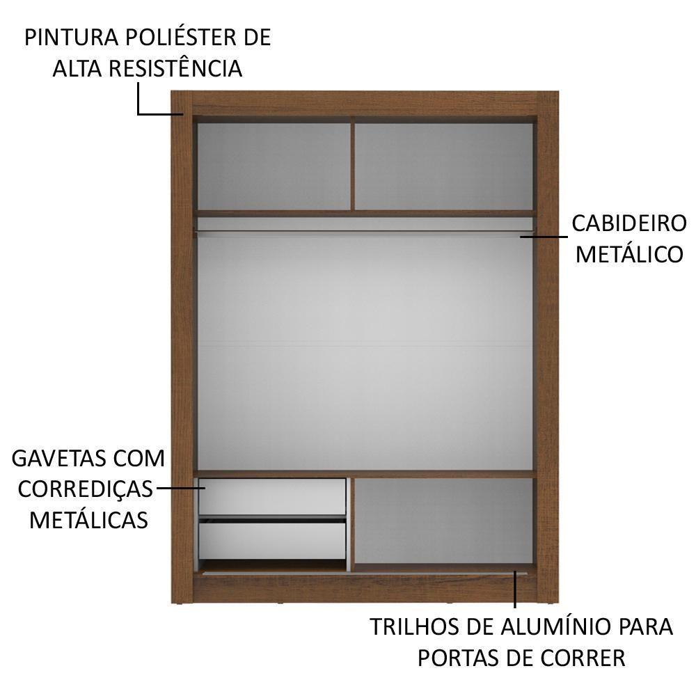 Guarda-roupa Solteiro Dallas 2 Portas 2 Gavetas Madesa - 7