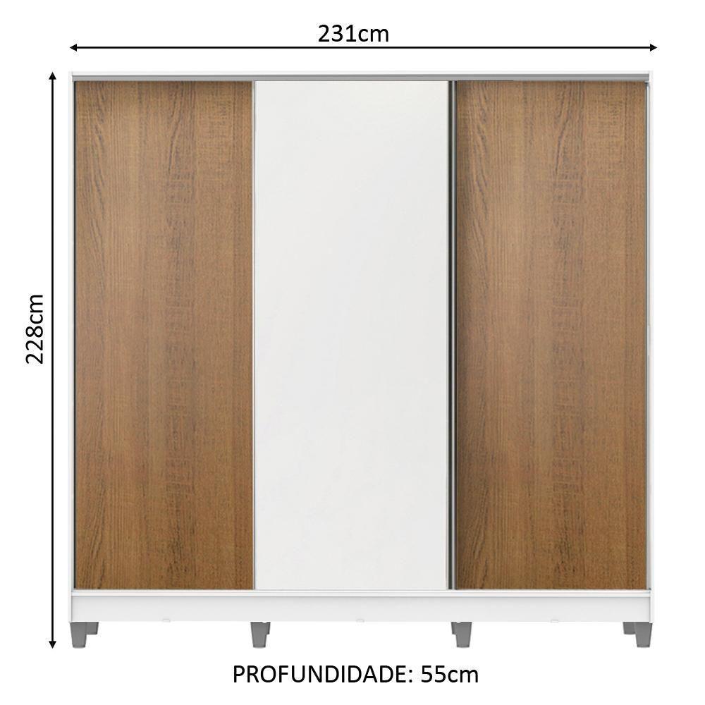 Guarda-Roupa Royale 100% MDF 3 Portas de Correr 8 Pés Madesa - 6