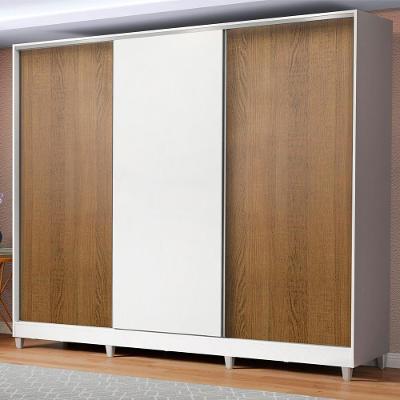 Guarda Roupa Casal Royale 3 Portas de Correr 4 Gavetas Branco-rustic-branco MDF