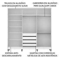 Guarda-Roupa Royale 100% MDF 3 Portas de Correr 8 Pés Madesa - 9