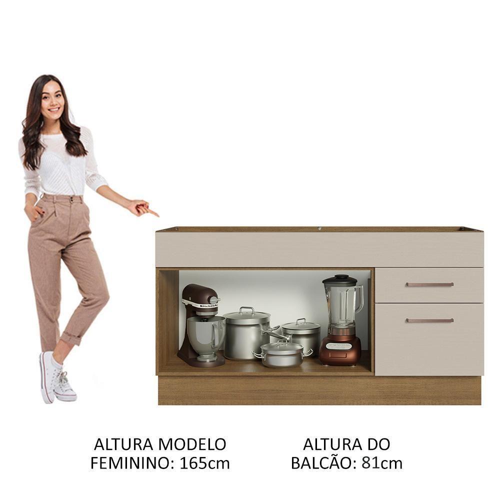 Balcão Gabinete De Pia 150 Cm 2 Portas E 2 Gavetas (sem Tampo E Pia) Rustic/crema Agata Madesa - 5