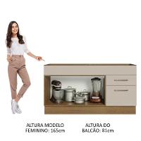 Balcão Gabinete De Pia 150 Cm 2 Portas E 2 Gavetas (sem Tampo E Pia) Rustic/crema Agata Madesa - 5