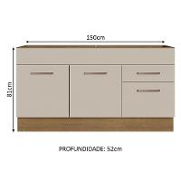 Balcão Gabinete De Pia 150 Cm 2 Portas E 2 Gavetas (sem Tampo E Pia) Rustic/crema Agata Madesa - 7