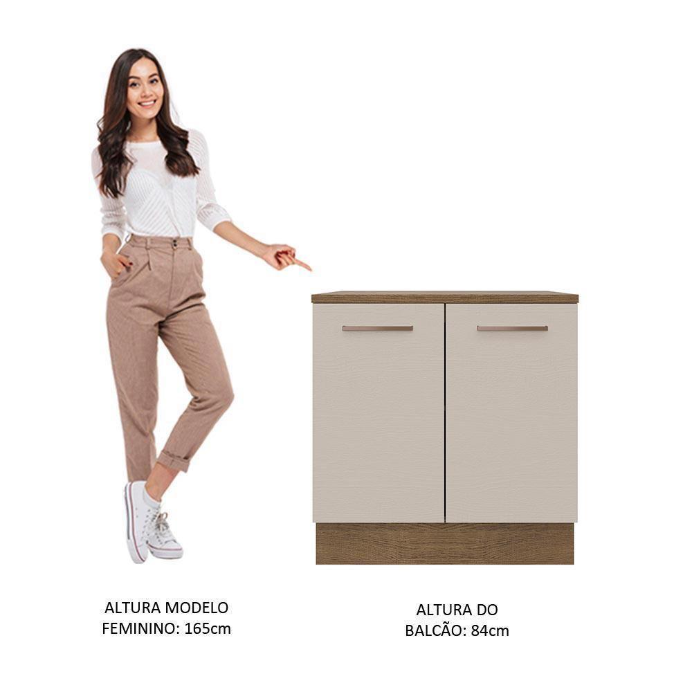 Balcão 80 Cm 2 Portas Rustic/crema Agata Madesa Rustic/crema - 7