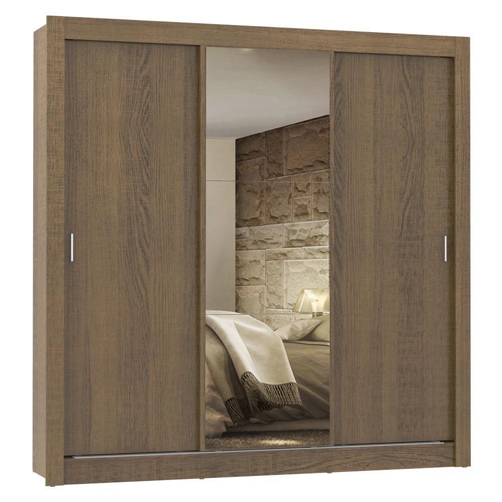Guarda Roupa Lyon 3 Portas de Correr 1 Espelho Rustic Madesa - 1