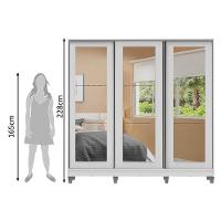 Guarda-roupa Casal Eros 3 Portas de Correr de Espelho com Pés Madesa - 3