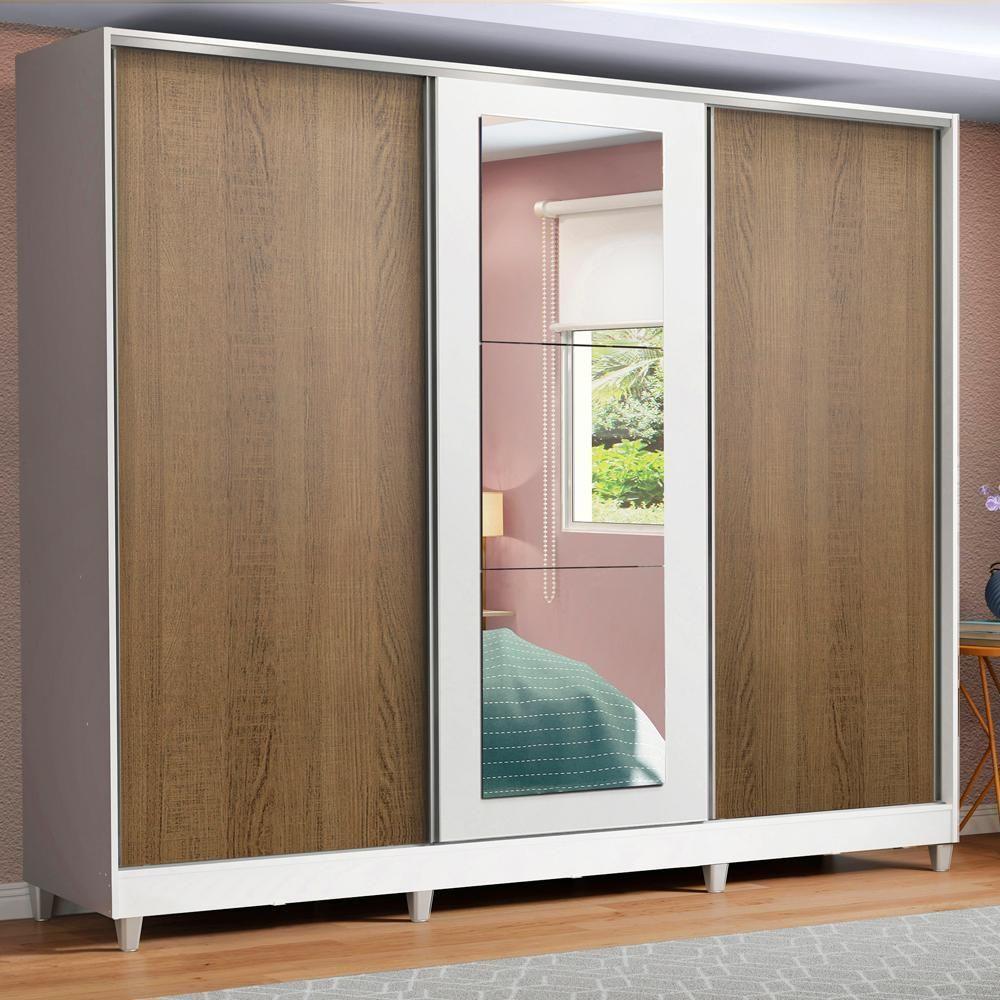 Guarda Roupa Casal 100%Mdf Madesa Eros 3 Portas De Correr - 1