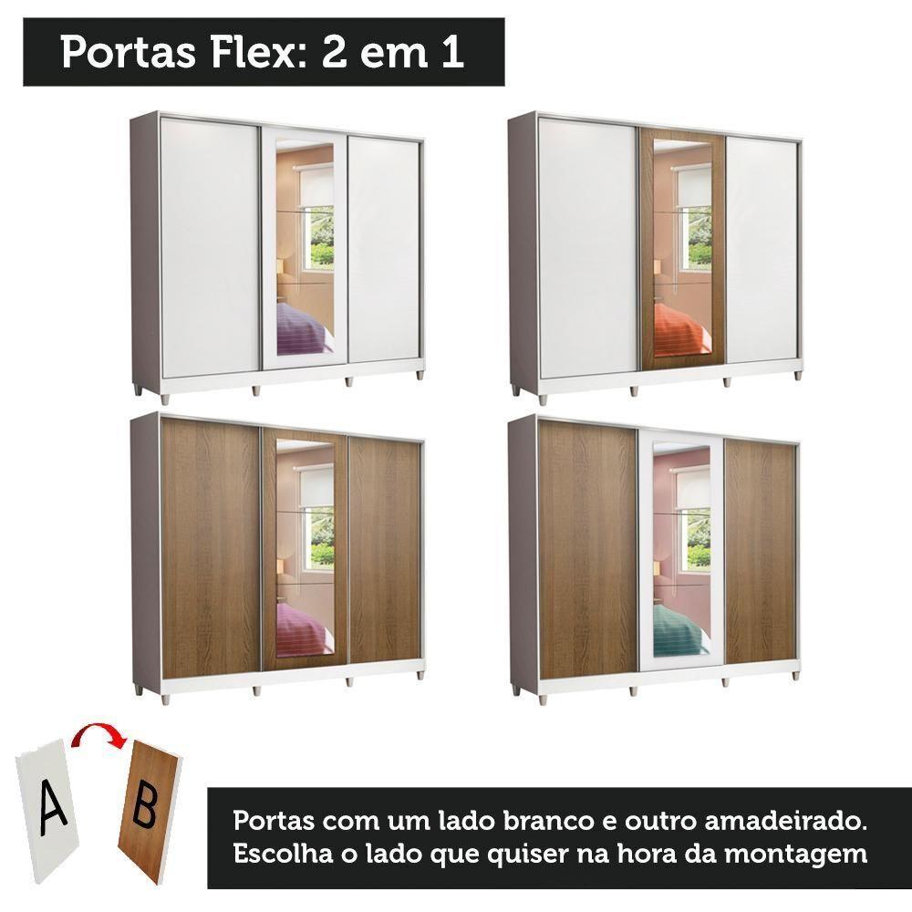 Guarda Roupa Casal 100%Mdf Madesa Eros 3 Portas De Correr - 3
