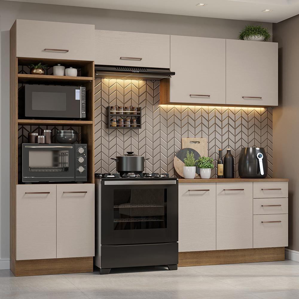 Armário De Cozinha Completa 270cm Rustic/crema Agata Madesa 07 Rustic/crema - 1