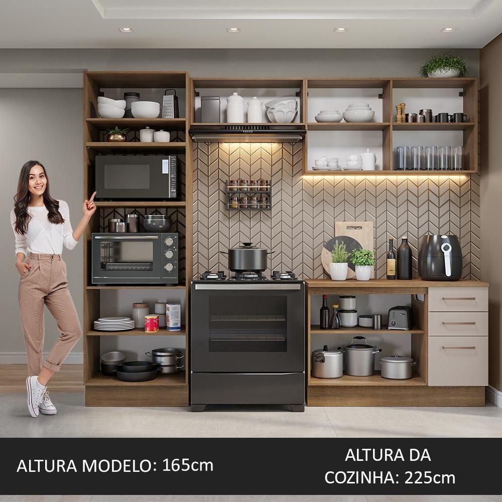Armário De Cozinha Completa 270cm Rustic/crema Agata Madesa 07 Rustic/crema - 7