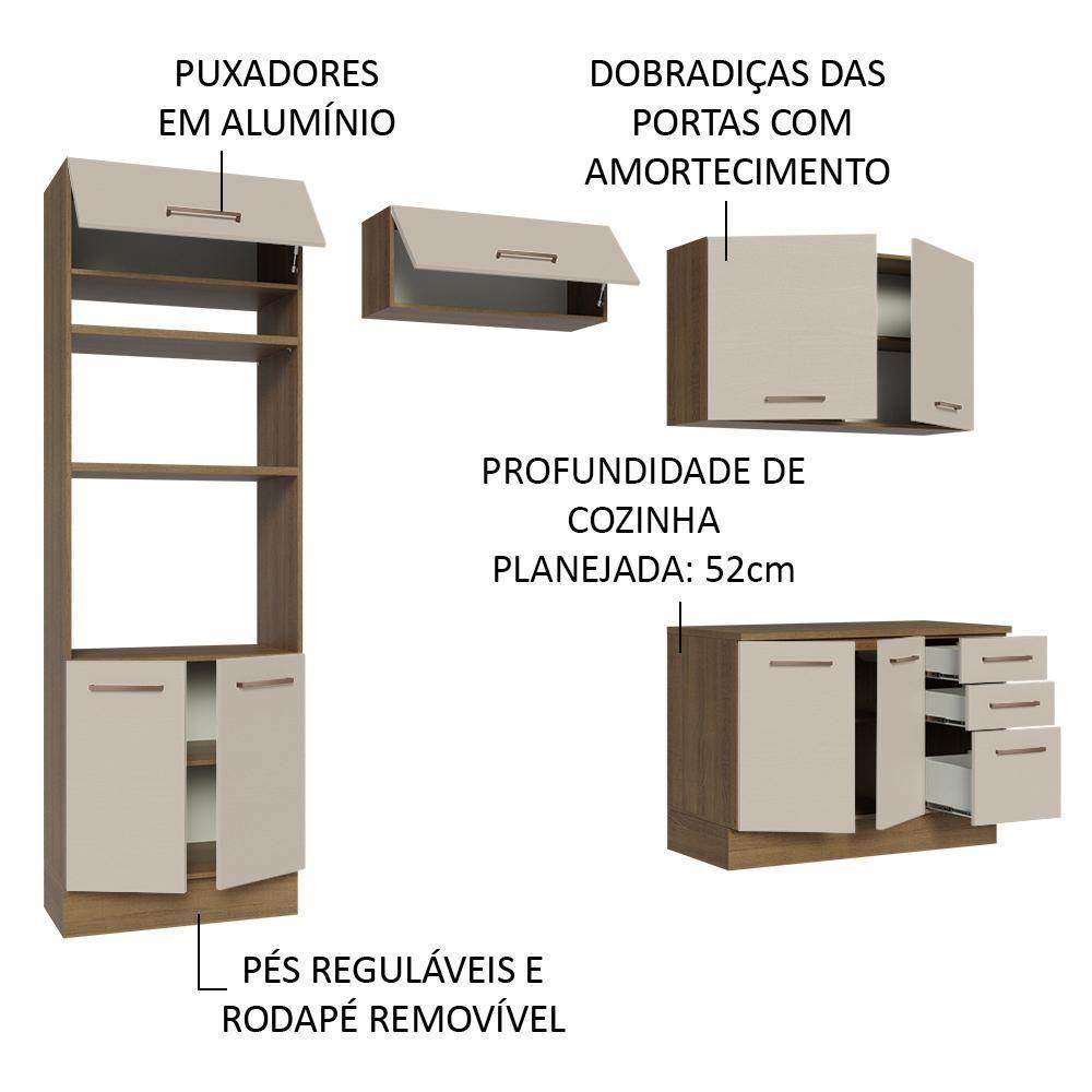 Armário De Cozinha Completa 270cm Rustic/crema Agata Madesa 07 Rustic/crema - 8